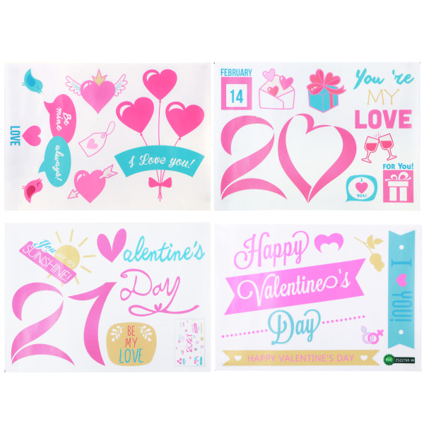 4Pcs/Set 2021 Valentine's Day Wall Stickers Living Room Background Wall Decoration Sticker