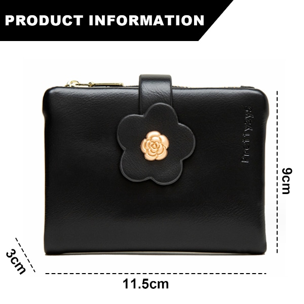 Flickor Kvinnor Plånbok Tri-vikt blommor Plånbok Kontantficka blommor Tryck Kortfodral Myntväska med ID-fönster Elegant Ungdomlig och Söt