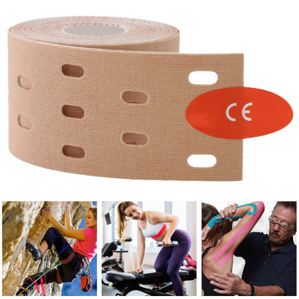 5cm*5m Perforerad elastisk självhäftande sporttejp Spänning Muskeltejp Bandage Bandage Hudfärg