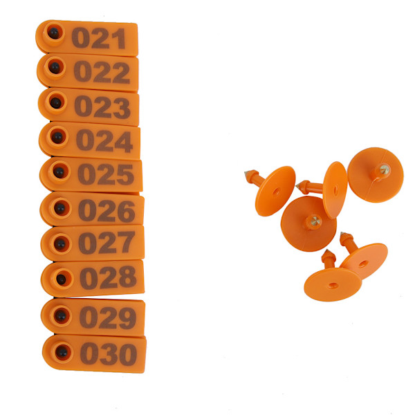 1-100 Numeroitu Muoviset Karjan Korvatunnisteet Eläinten Tunnisteet Kauris Lammas Sika (Oranssi)