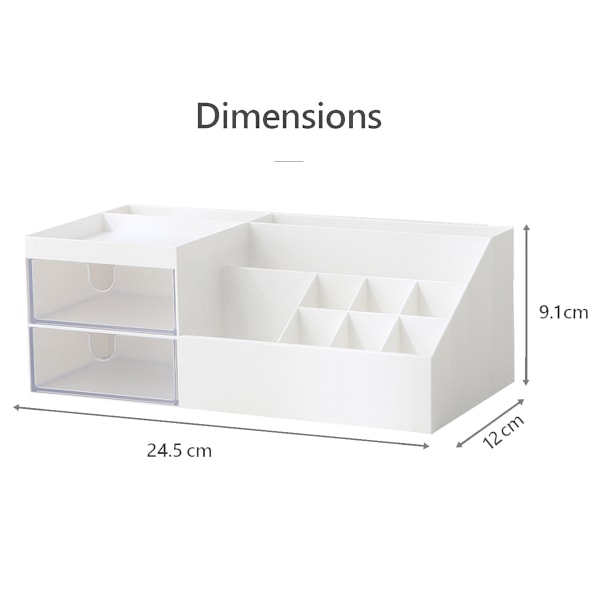 Makeup Organizer til Kommode med 2 Opbevarings Skuffer, Soveværelse Skrivebord Organisation, Klar Skuffe Organizer til Kosmetik
