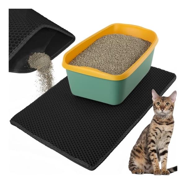 Cat Litter Mat - Mat under the litter box 75x55cm Svart