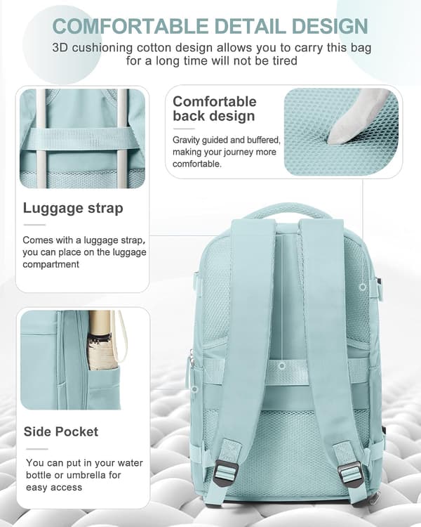 Backpack Suitcase - Large Unisex Backpack - Waterproof - Outdoor Leisure Daily Use Backpack - 14-inch Laptop Bag - Light Blue