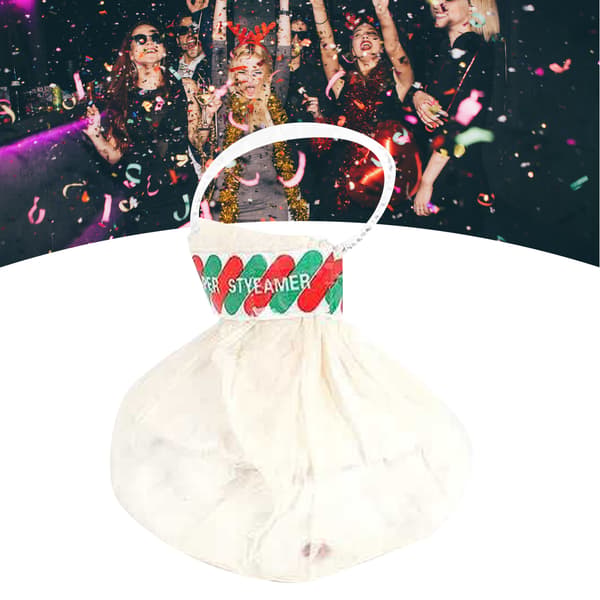 Party Streamer Popper Hand Throw Confetti Popper 30 Strips Pull Ring White Decor for Birthday Home