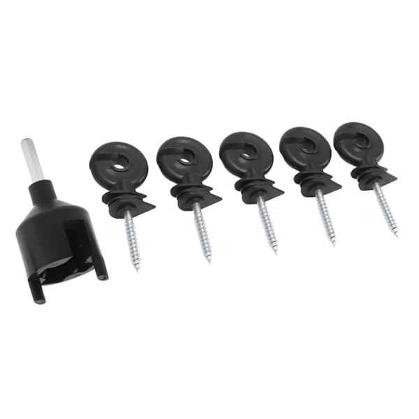 50-pack Electric Fence Insulators, Screw-in Ring Post Insulators for Wooden Posts with Socket Wrench Tool