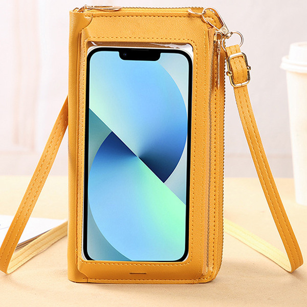 Crossbody mobiltelefonväskor för kvinnor, touch screen-väska, mobiltelefon läder plånbok handväska, axelväska