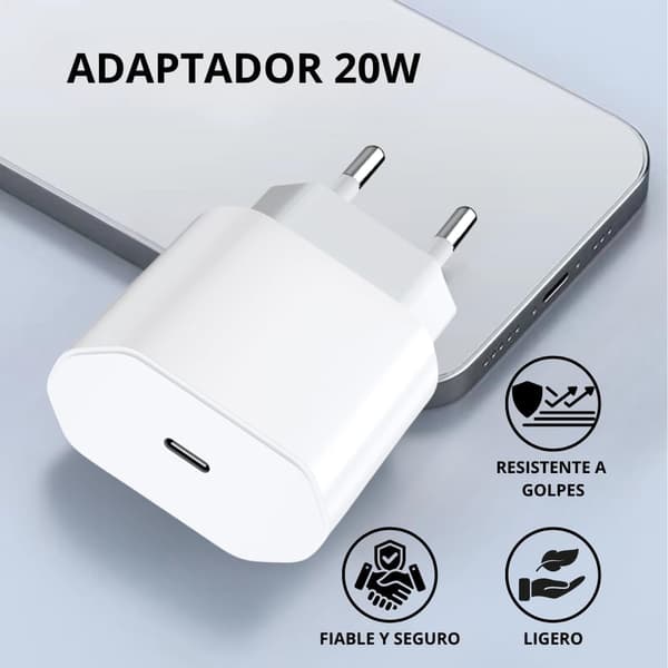 2-pak 20W USB-C hurtigoplader strømadaptere, kompakt vægstik til iPhone, iPad, Samsung, Huawei & Google (hvid)