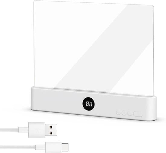 Oppladbar LED-leselampe for nettbrett - Bærbar med timer og dimmefunksjon - Hvit - Perfekt for lesing i mørket - Gave til lesere