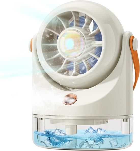 Ventilator - Bordventilator, støjsvag, velegnet til kontor, soveværelse og stue (beige)