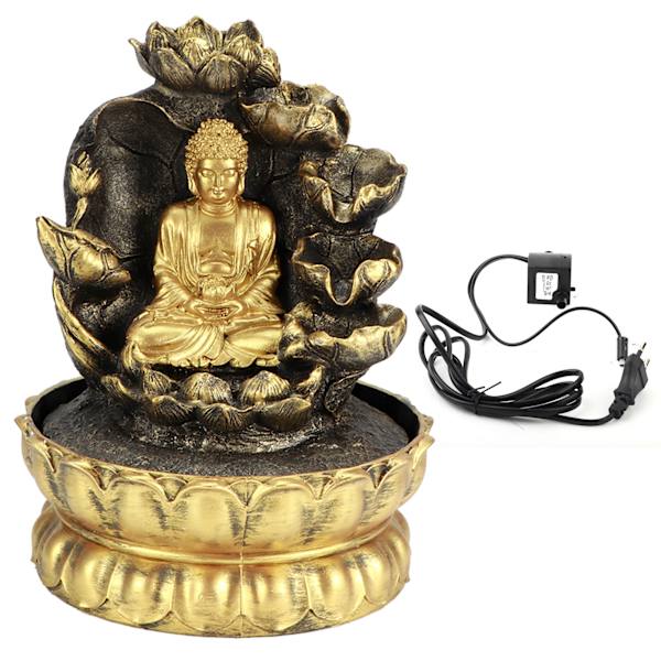 Innovatiivinen LED-Buddha-patsas vesiputous suihkulähde pöytäkoriste vesipumpulla kodin sisustukseen EU-pistoke 220V