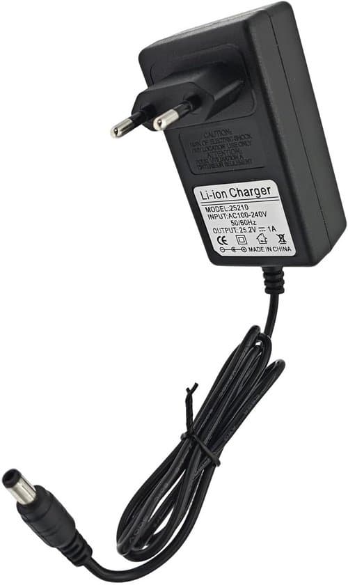25.2V 1A Litiumbatteriladeradapter for Li-ion med indikatorlampe