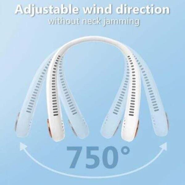 Bærbar halsventilator uden blade, USB genopladelig bærbar halsventilator, 360° justerbar halsventilator