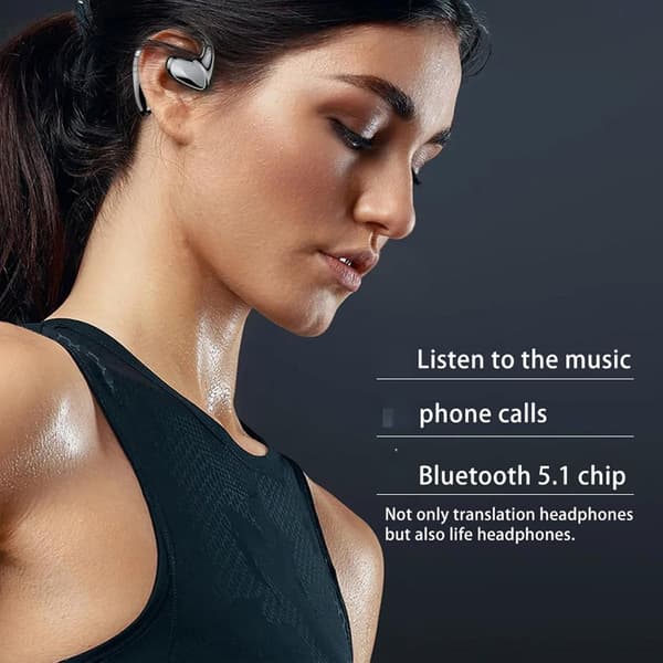 Åben in-ear-oversætter med knogleledning, til rejser, forretning og studier (hvid)