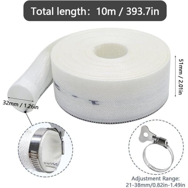 10M tryckslang Ø 1 1/4\" (32mm) platt textilslang med slangklämma pumpslang för dränkbara pumpar eller smutsvattenpumpar