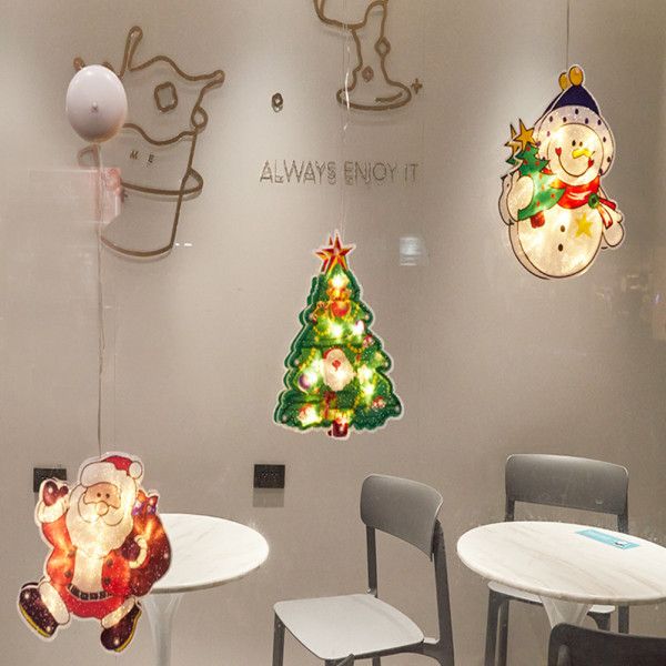 Jultomte LED-lampa med sugkopp hängande dekor Jul fönsterlampor hängande för julfest dekoration