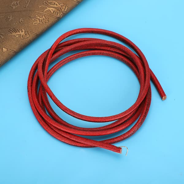 2 pcs Cowhide Sewing Machine Belt, Heavy Duty Hook Pedal Parts for Home Sewing, Red