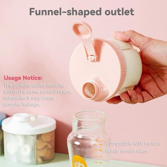 Formula Dispenser, Portable Rotating 4-Compartment Box, Pink