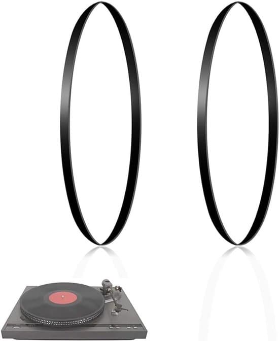 Two flexible rubber drive belts suitable for record players