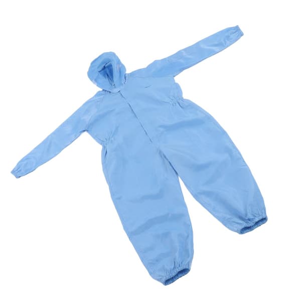 Blue Antistatic Protective Coverall with Hood - Universal Workshop Cleaning Dustproof Clothing