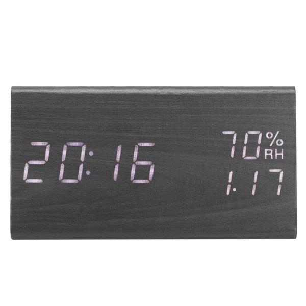 Träväckarklocka, Trä LED digital skrivbordsklocka med tidstemperaturjusterbar ljusstyrka