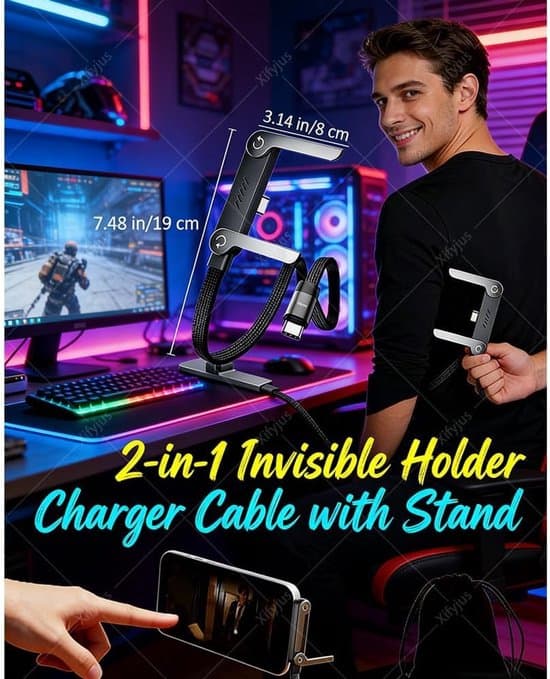 2-in-1 Charger - 240W Charging Cable - Charging Cable - USB-C to USB-C Charging Cable - 1 Charging Cable - 1 Charging Cable with Stand