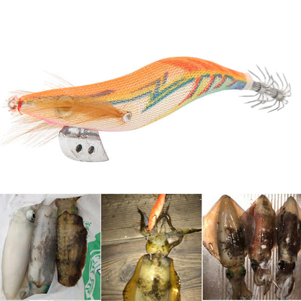2 stk Lysende 3D Øyne Kunstig Blekksprut Kroker Fiske Agnet Tre Reker Lokke Kroker