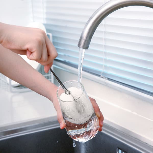 Stainless Steel Long Handle Cup Brush, Replaceable Sponge Head, Bottle Brush for Kitchen Cleaning, 24cm / 9.4in