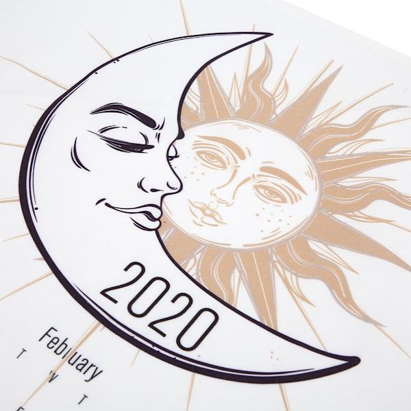 50x70cm Enkel stil 2020 Väggkalender Tyg Väggkalender Hembakgrund Dekoration Månansikte Typ