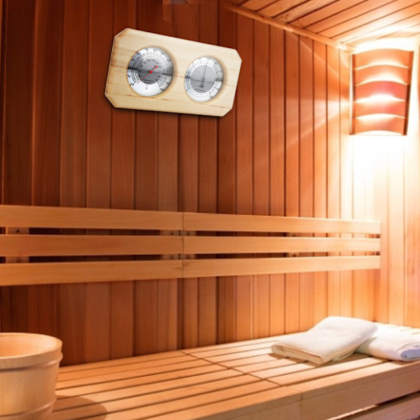 Bærbar 2-i-1 Træ Termometer Hygrometer Damp Sauna Rum Tilbehør