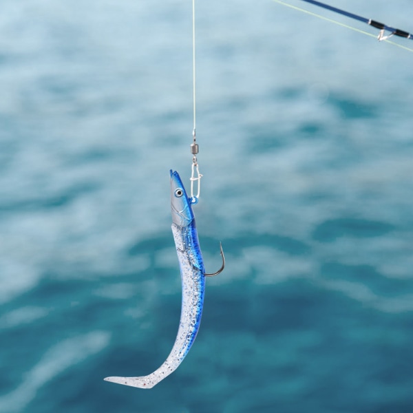 Fiskedrag Tuna Form Betet Fiske Tackle Krok med Jig Head Fiske Tillbehör(blå&silver)