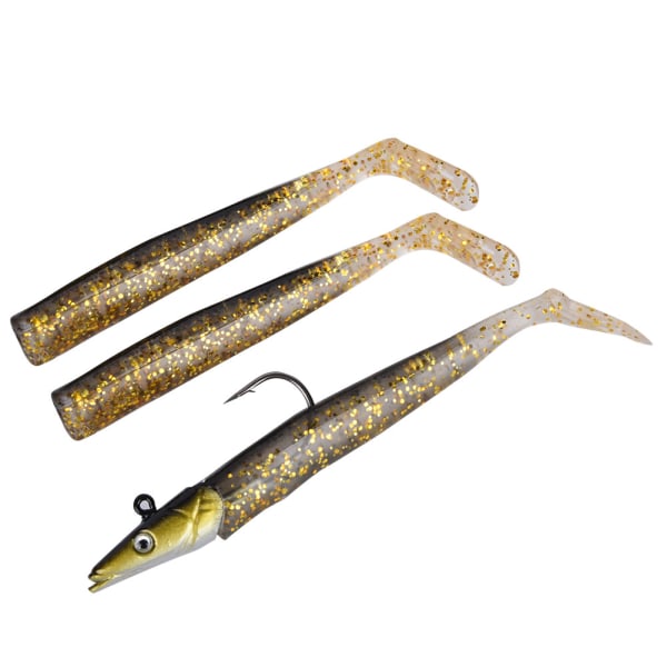 Fiskdragning Tonfiskform Bete Fiskeredskapskrok med jigghuvud fisketillbehör (svart&guld)