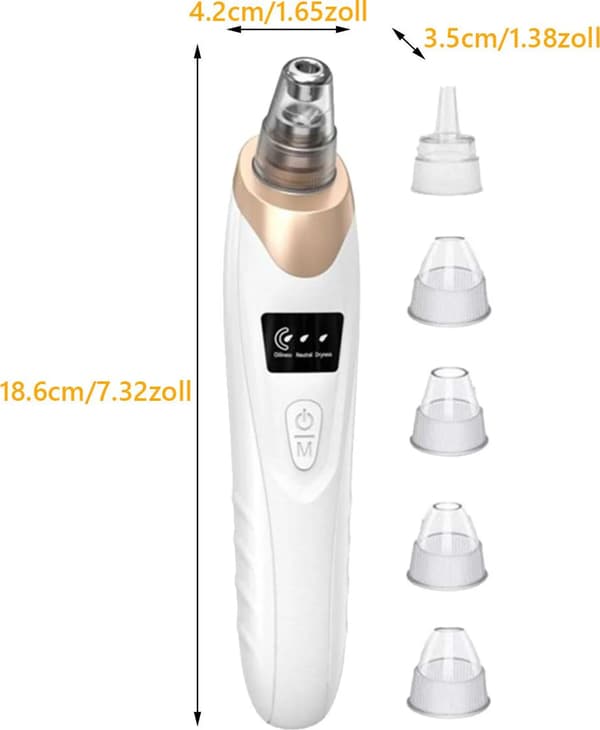 Blackhead Vacuum, Pore Cleaner, Comes with 6 Replaceable Suction Nozzles for Deep Pore Cleansing, USB Rechargeable.