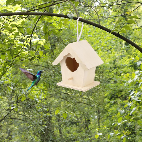 Träfågelhus hängande hjärtformad häcklåda fågelholk för trädgårdsdekorationer utomhus