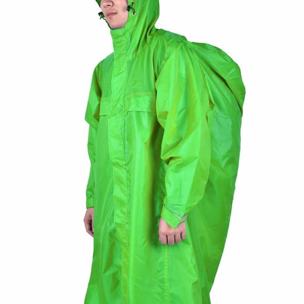 Polyester hopfällbar utomhus bärbar ultralätt vattentät ärm huva regnrock (grön)