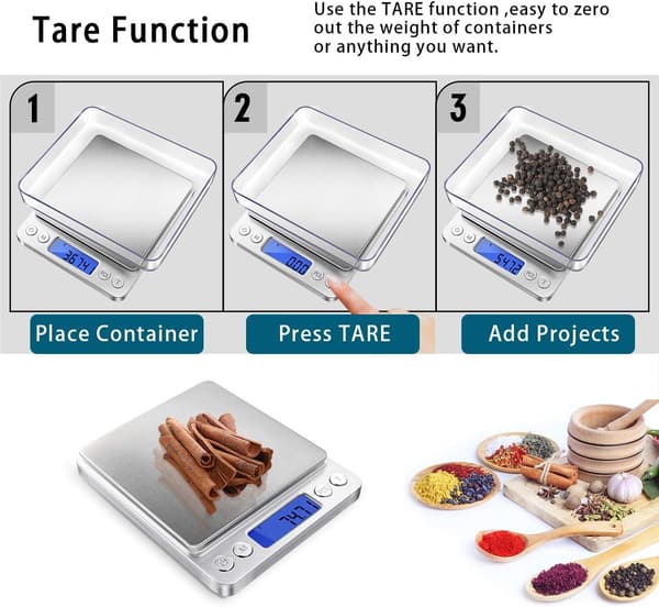 Digital gram scale with 0.1 gram accuracy, 500-gram small jewelry scale.