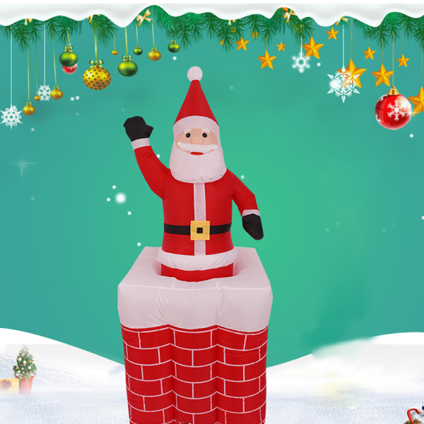 1,6 m uppblåsbar jultomte lyftande skorsten jultomte med lätt juluppblåsbar docka leksakspresenter för inomhus- och utomhusdekoration