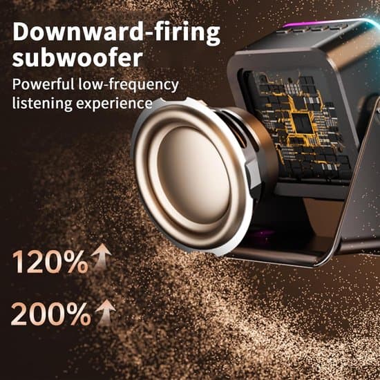 Inductive Speaker - Phone Holder - Wireless Charging - Adjustable Lighting - Black