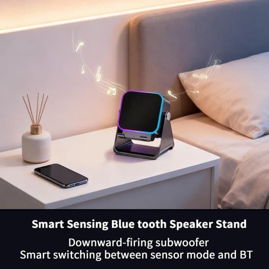 Inductive Speaker - Phone Holder - Wireless Charging - Adjustable Lighting - Black
