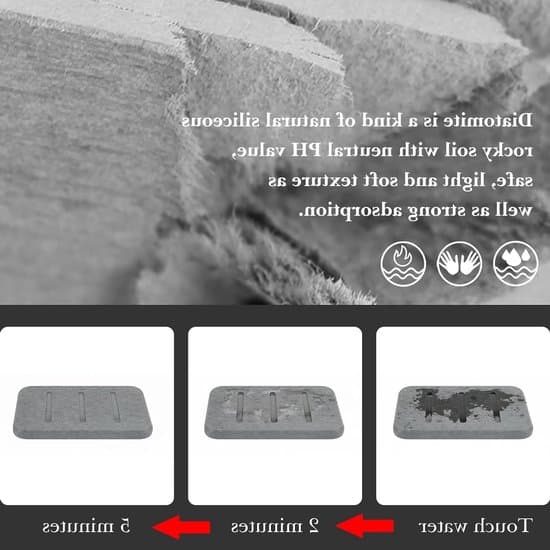 - Diatomite Soap Dish - Soap Saver - Quick Drying - Grey - Soap Holder - Suitable for Bath and Shower - 2 Pieces