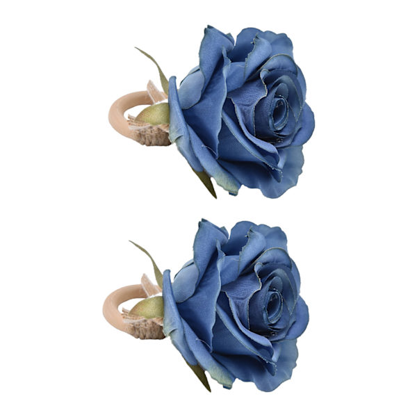 2 st emuleringsservettring i trä, blå, enkel blomma, för hem, hotell och fest