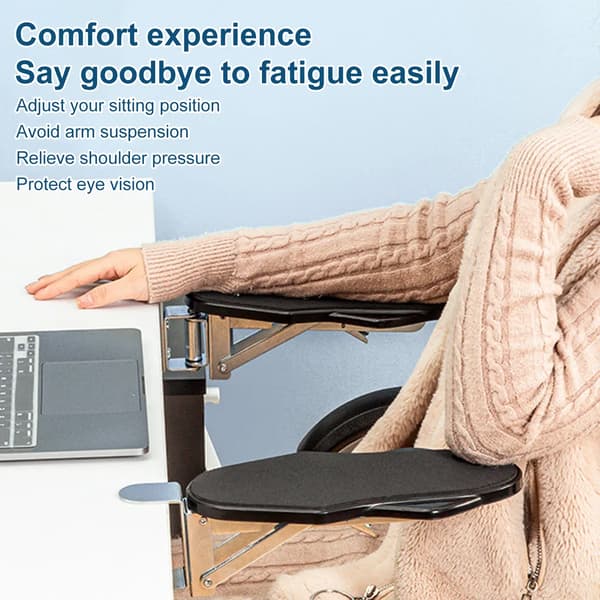 Computerarmstøtte med ergonomisk skumpolstring, justerbar, drejelig, foldbar, bærende, skrivebordsforlænger