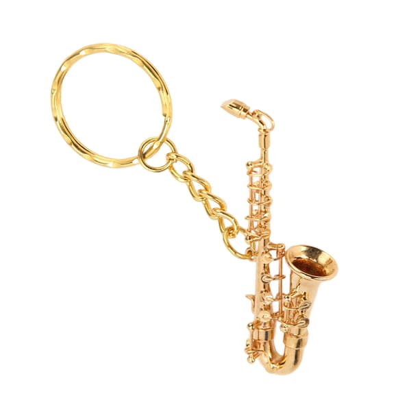 Söpö saksofoniriipus avaimenperä kannettava hauska messinki miniatyyri saksofoni soittimen avaimenperä