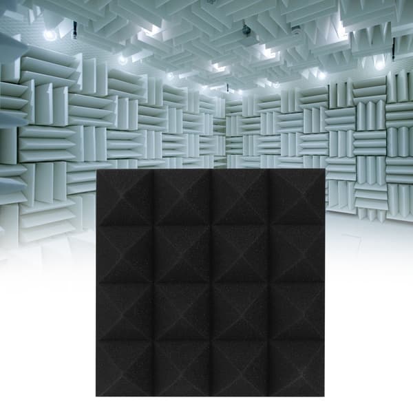 6st Pyramidformade Ljudabsorberande Bomullsskum Akustikpaneler Studio Ljudisoleringsskum (Svart)