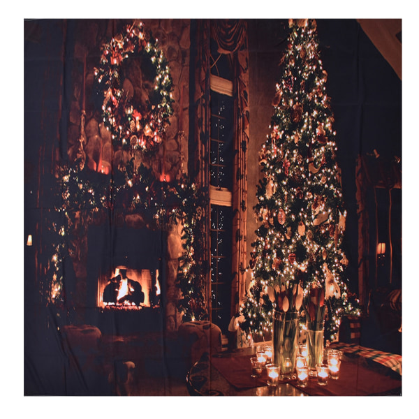 Christmas Tapestry Christmas Tree Fireplace Background Wall Mounted Tapestry for New Year Home Decoration200x150 cm / 78.7x59.1 in