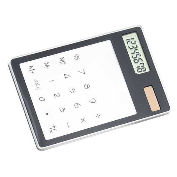 Solar Powered Calculator Touch Screen 8-Digit LCD Transparent Pocket Calculator for Work, Study, Home, Black