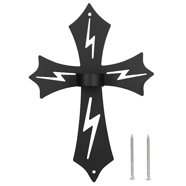 Veggmontert Lysestake i Jern, Svart, Kryssform, for Bryllup, Hjem, Kjøkken, Rom