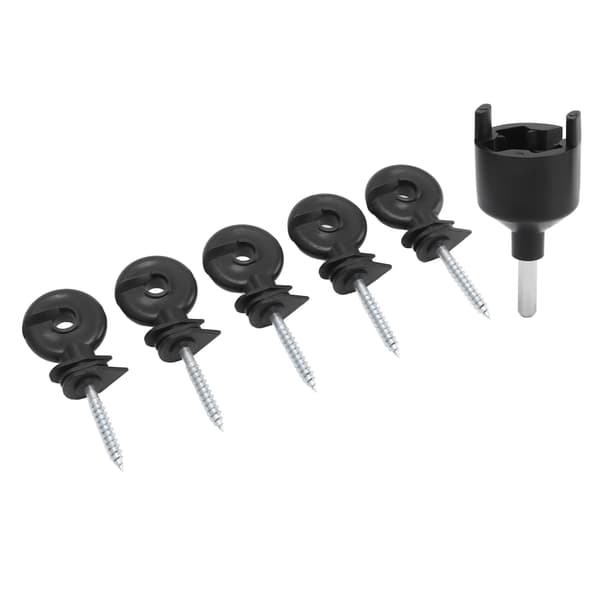 50-pack Electric Fence Insulators, Screw-in Ring Post Insulators for Wooden Posts with Socket Wrench Tool