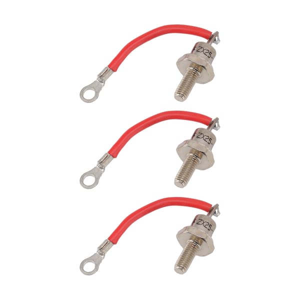 12V 25A ZX25 Generator Diode Kit, 3pcs Portable Diesel Rectifier Replacement, Red Cable Positive, Small Engine Parts