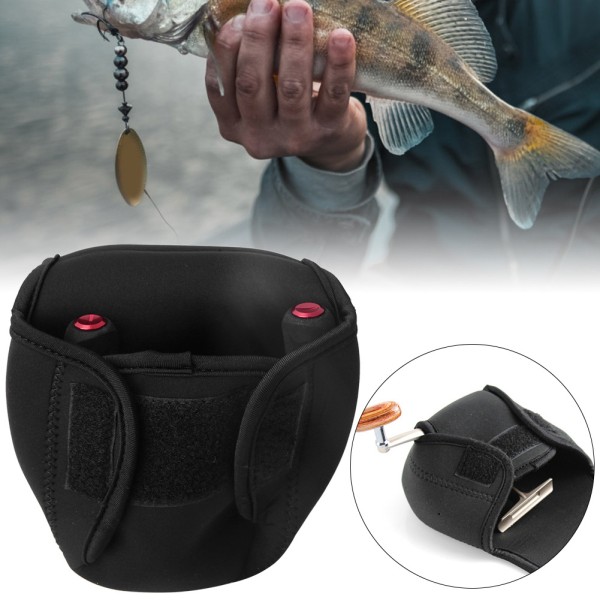 Bærbar Spinnestangsholder Beskyttende Blød Cover Elastisk Med Krog & Loop Fiskegrej Sort (M)