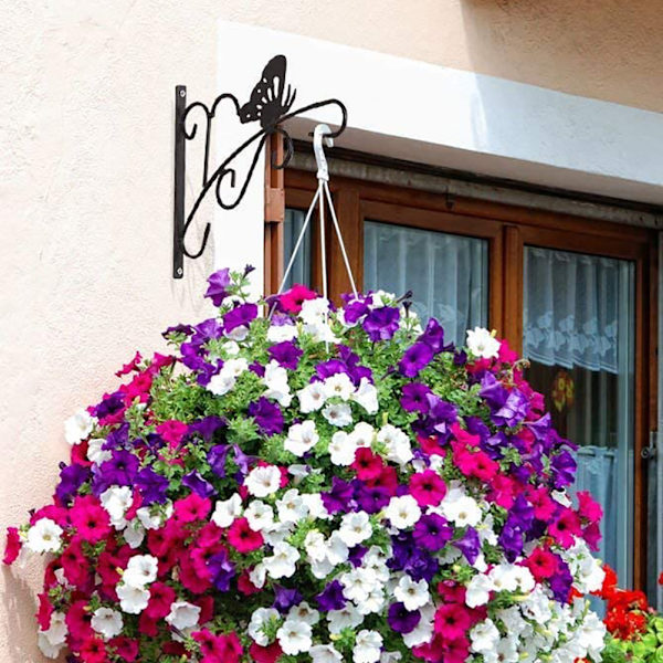 Metall Hengekrog for Planter, Utendørs Veggbrakett for Planter, Blomsterpotter, Fuglematere, Vindklokker, Lanterner